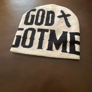 God Got Me  white Knitted Hat , Fashion Street Hip- Hop Unisex Hat